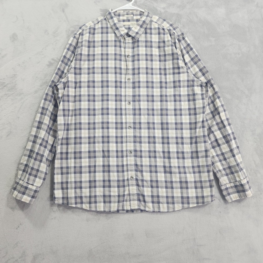 Hawker Rye Shirt Mens XL TALL Blue Plaid Regular Cotton Button Front Long Sleeve